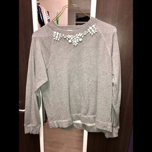 Gray Sweater with bedazzled neck